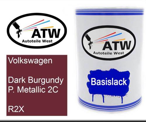 Volkswagen, Dark Burgundy P. Metallic 2C, R2X: 500ml Lackdose, von ATW Autoteile West.